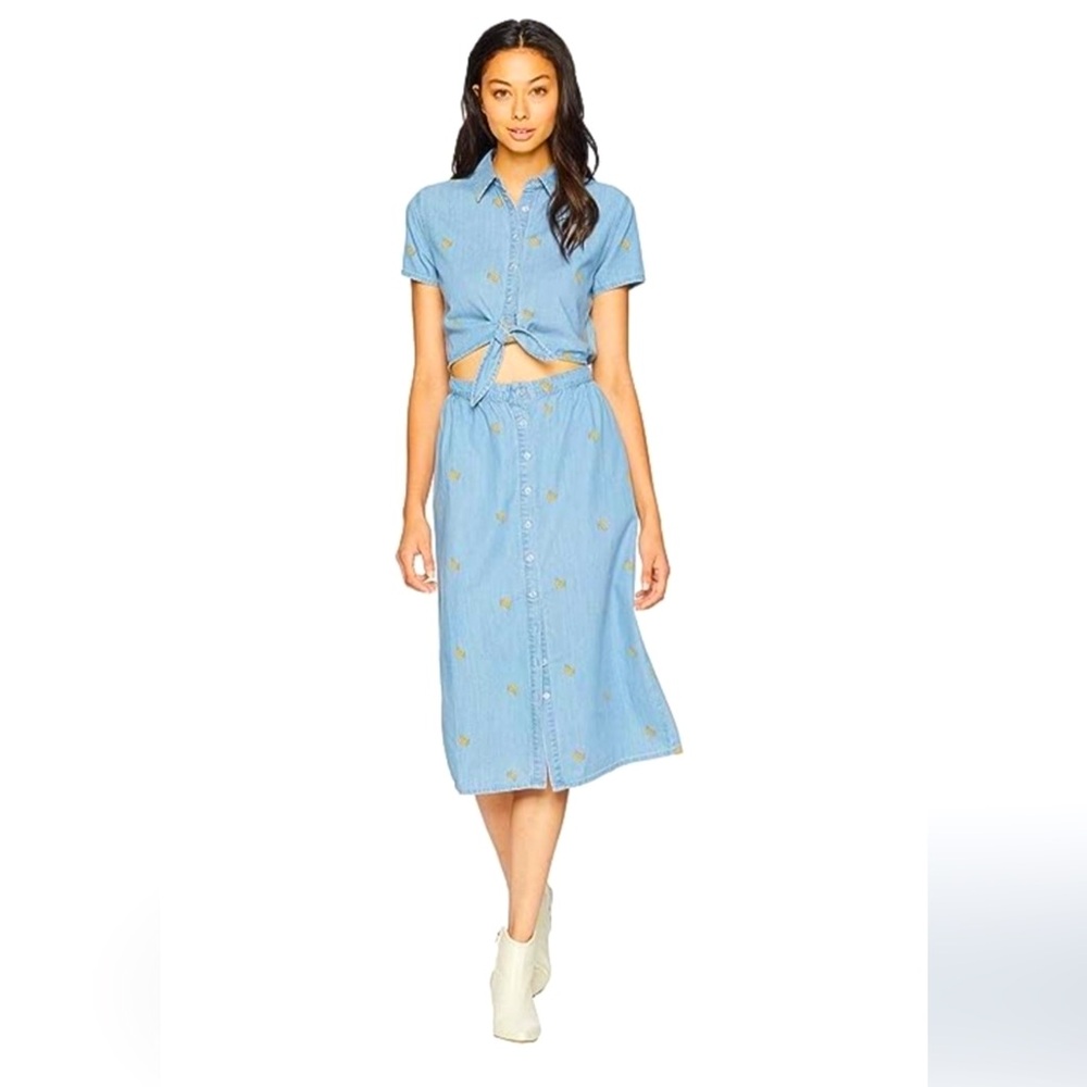 JUICY by Juicy Couture, size S, Chambray Dress with Banana Print